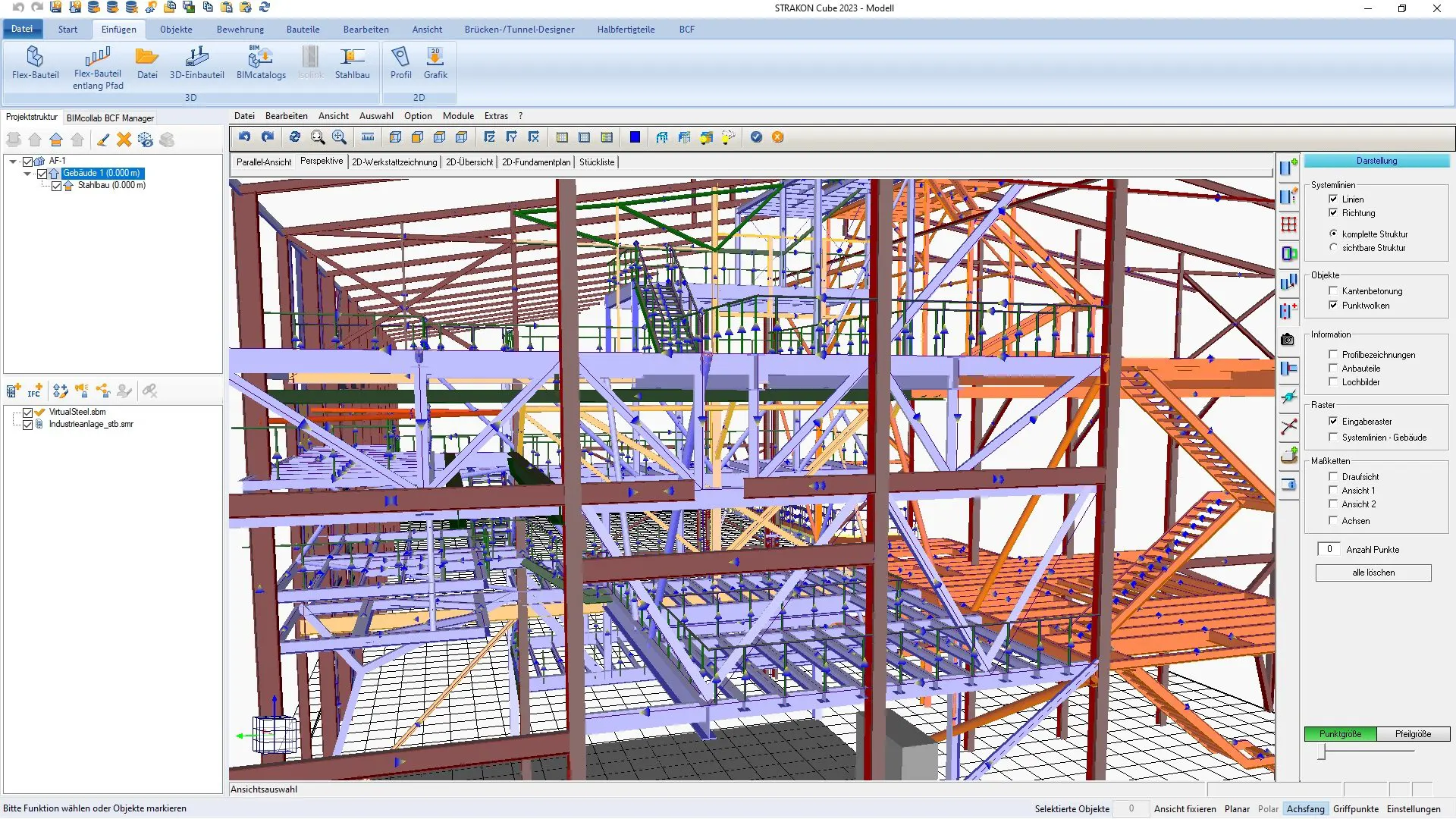 3D-Stahlbau-CAD-Programm für Industriebauwerke