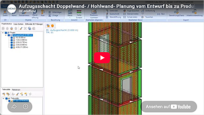 Aufzugsschacht: Doppelwand-/Hohlwand-Planung vom Entwurf bis zu den Produktionsdaten