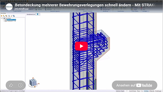 Betondeckung mehrerer Bewehrungsverlegungen schnell &auml;ndern – mit STRAKON und der SpaceMouse!