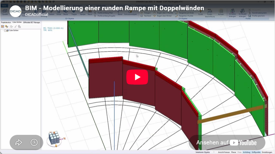 BIM - Modellierung einer runden Rampe mit Doppelw&auml;nden