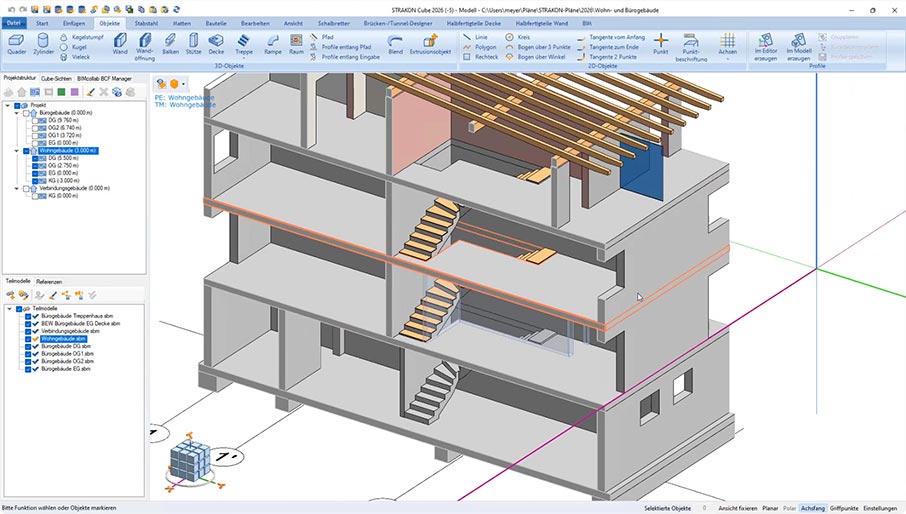3D-BIM-CAD &ndash; Treppenhaus Planung f&uuml;r Tragwerksplaner