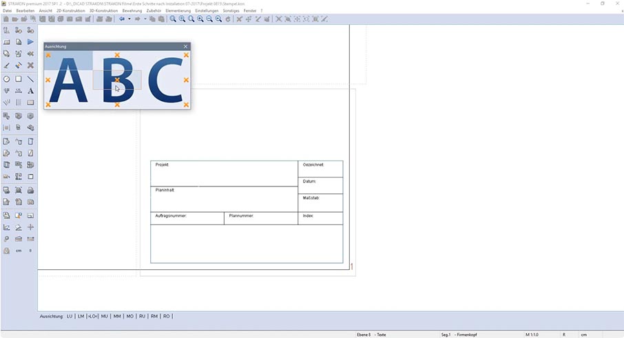 1. Schritte Linien - Texte - Stempel - Symbole