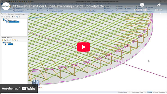 3D bewehren mit der Cube-Bewehrung - runde Sockelplatte