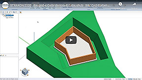 Video Baugrube, Geländemodell, Erdaushub, Böschung - BIM CAD-Bearbeitung