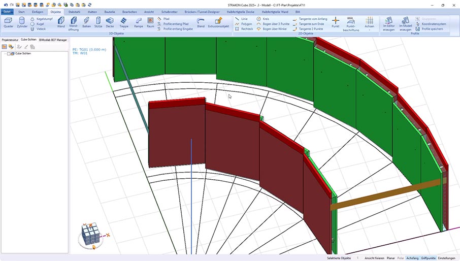 BIM - Modellierung einer runden Rampe mit Doppelw&auml;nden
