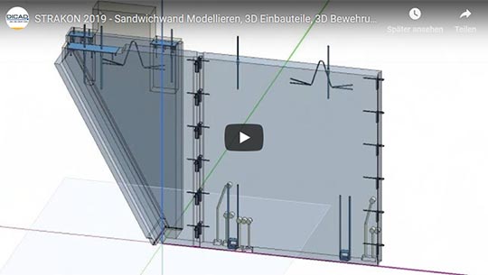Sandwichwand modellieren, 3D-Einbauteile, 3D-Bewehrung