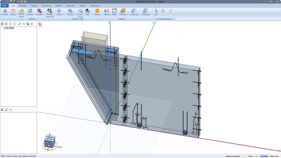 Sandwichwand modellieren, 3D-Einbauteile, 3D-Bewehrung