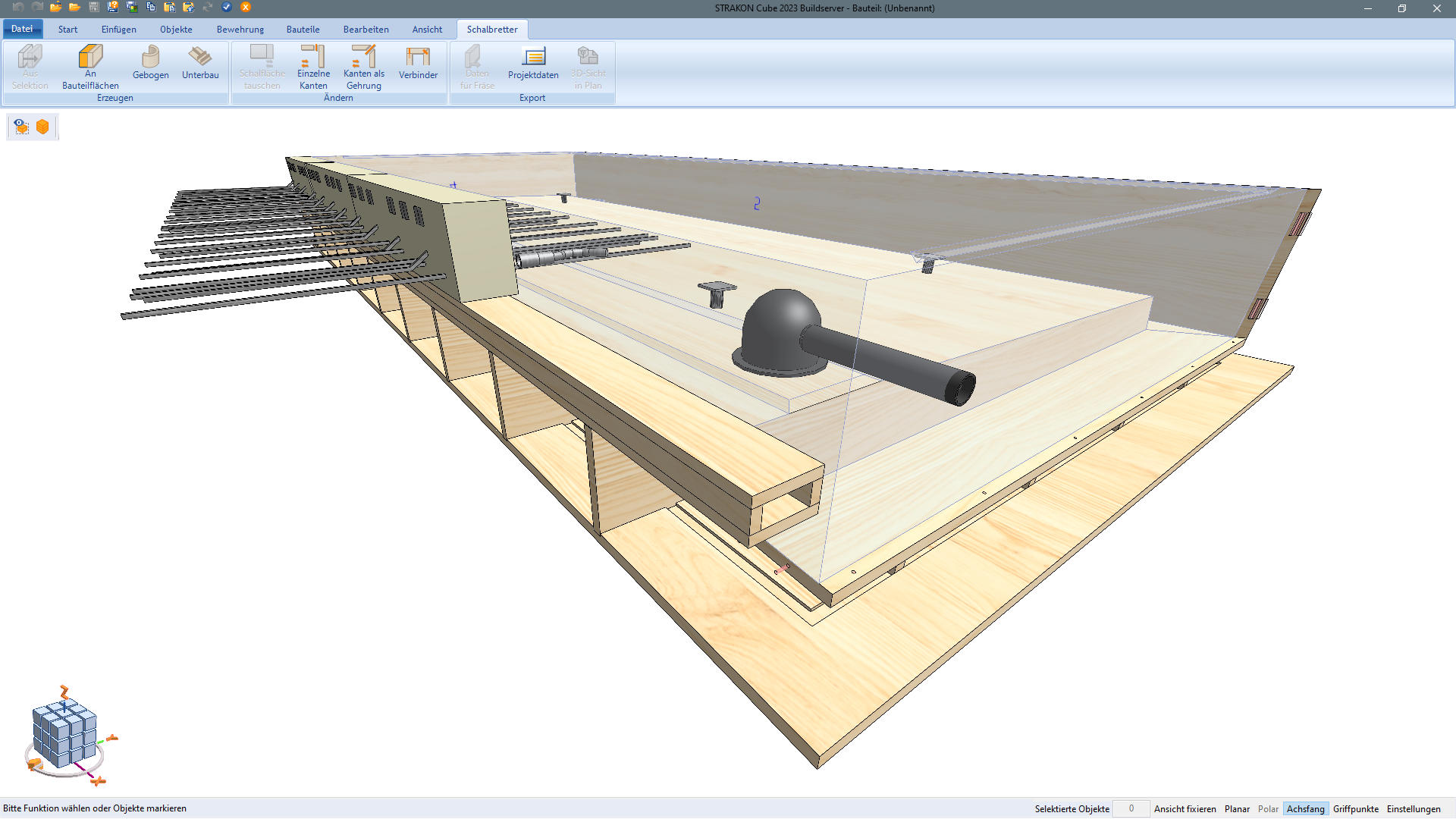 Automatisierte 3D-Schalungsplanung einer Balkonschalung in STRAKONx