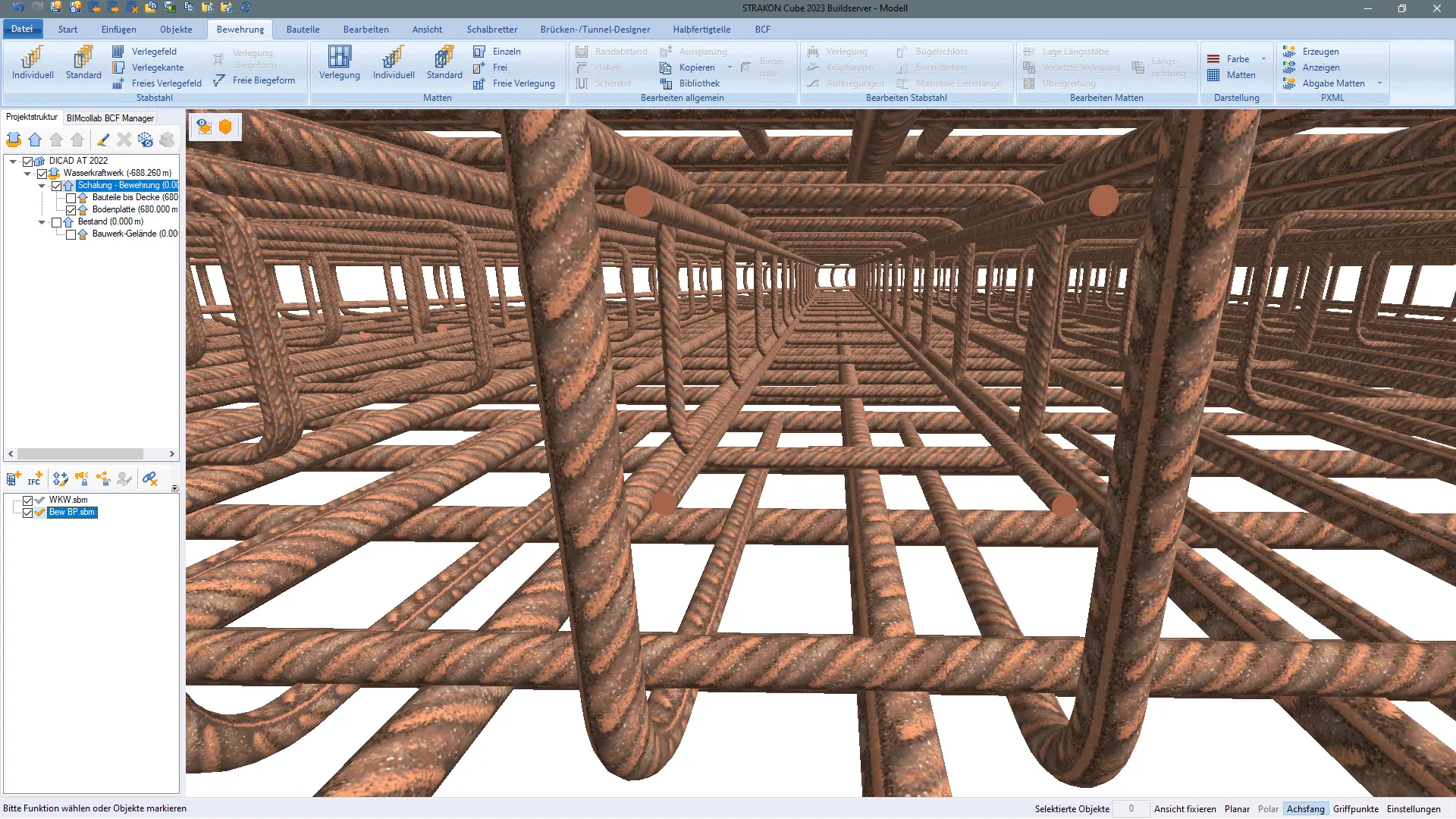 Bewehrung geplant mit der 3D-CAD-Software STRAKON