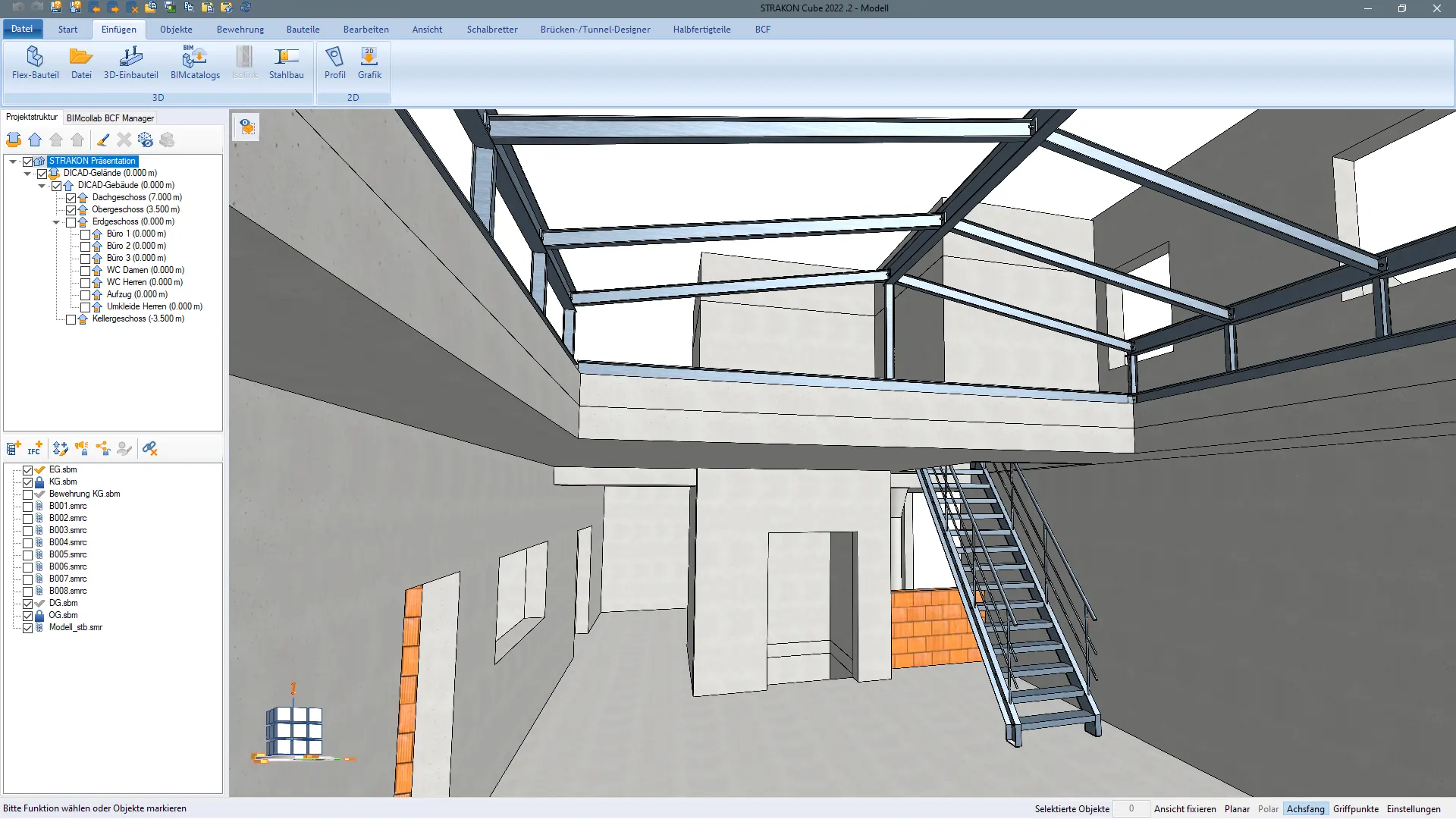 BIM-Planung von Massivbau und Stahlbau in einem CAD-Programm